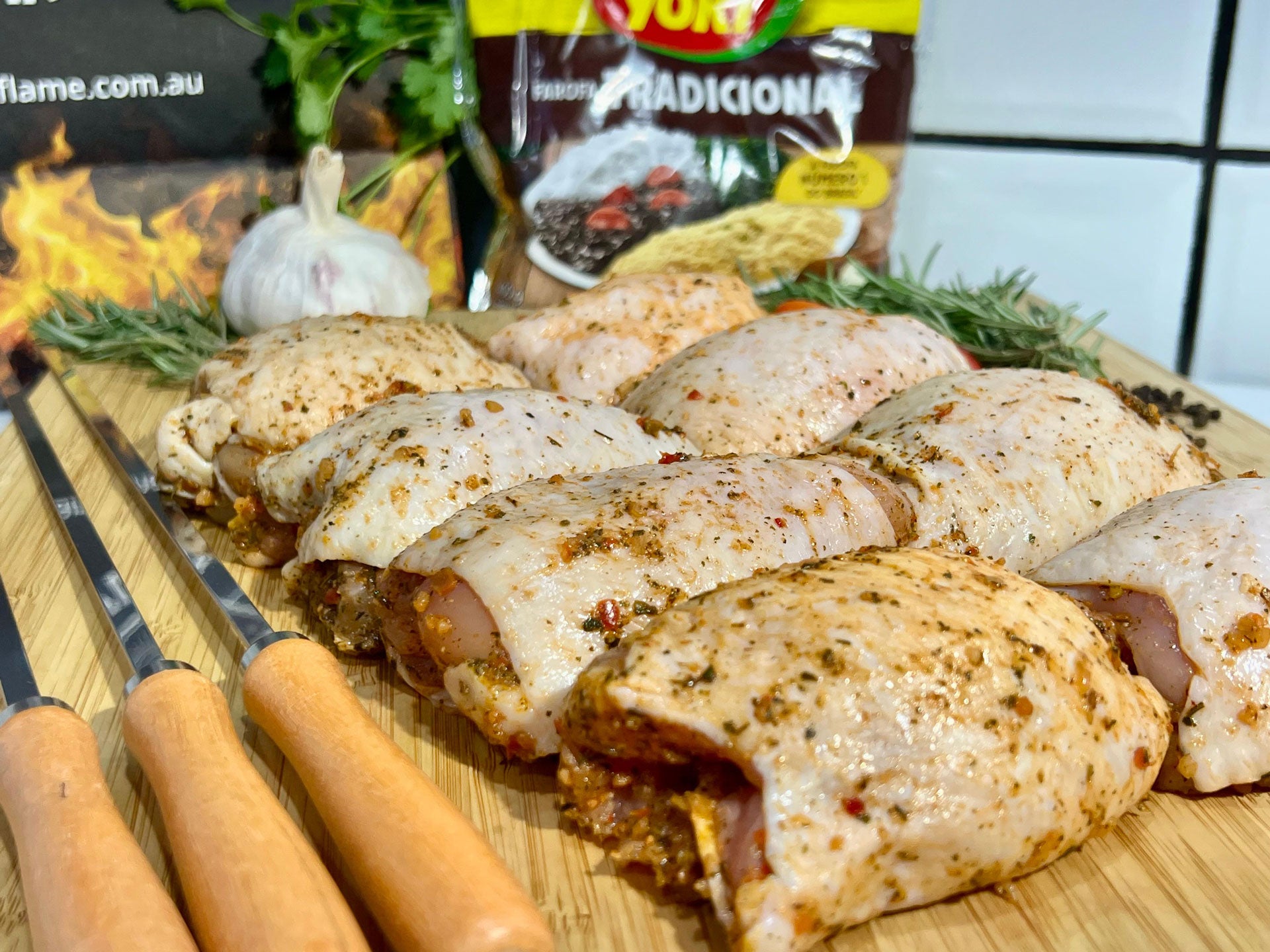 Marinated chicken at Brazilian butcher in Dee Why